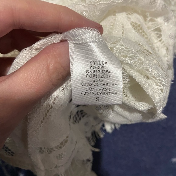 Lace Dollskill coquette white top zip up blouse sz sm sheer Lacey euc - Picture 2 of 11